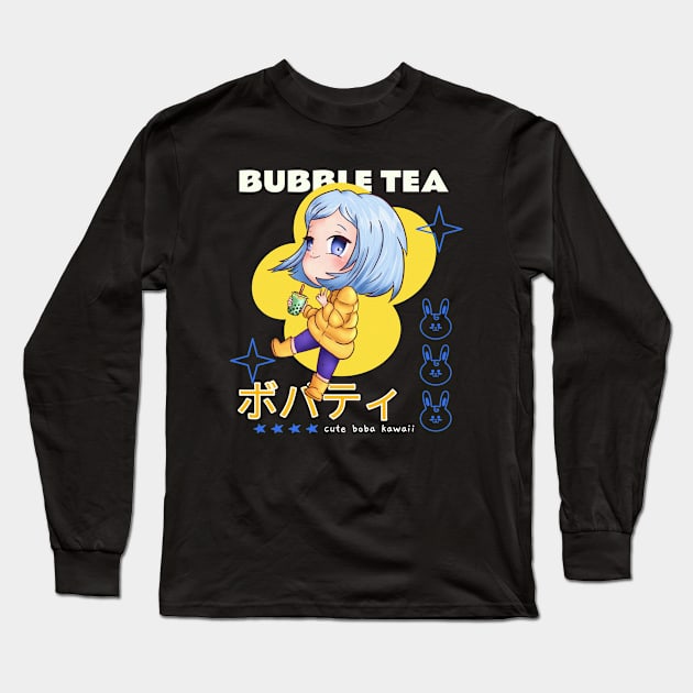 Kawaii Bubble Tea Boba Cute Anime Girl Long Sleeve T-Shirt by Tip Top Tee's